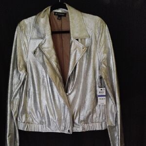 INC - Shimmering Silver Bomber Jacket NEW With Tags. Beautiful, Classy XL